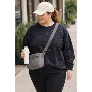 Lou & Grey Lightning Bolt Sweatshirt XXL Black Cotton Oversized Crewneck